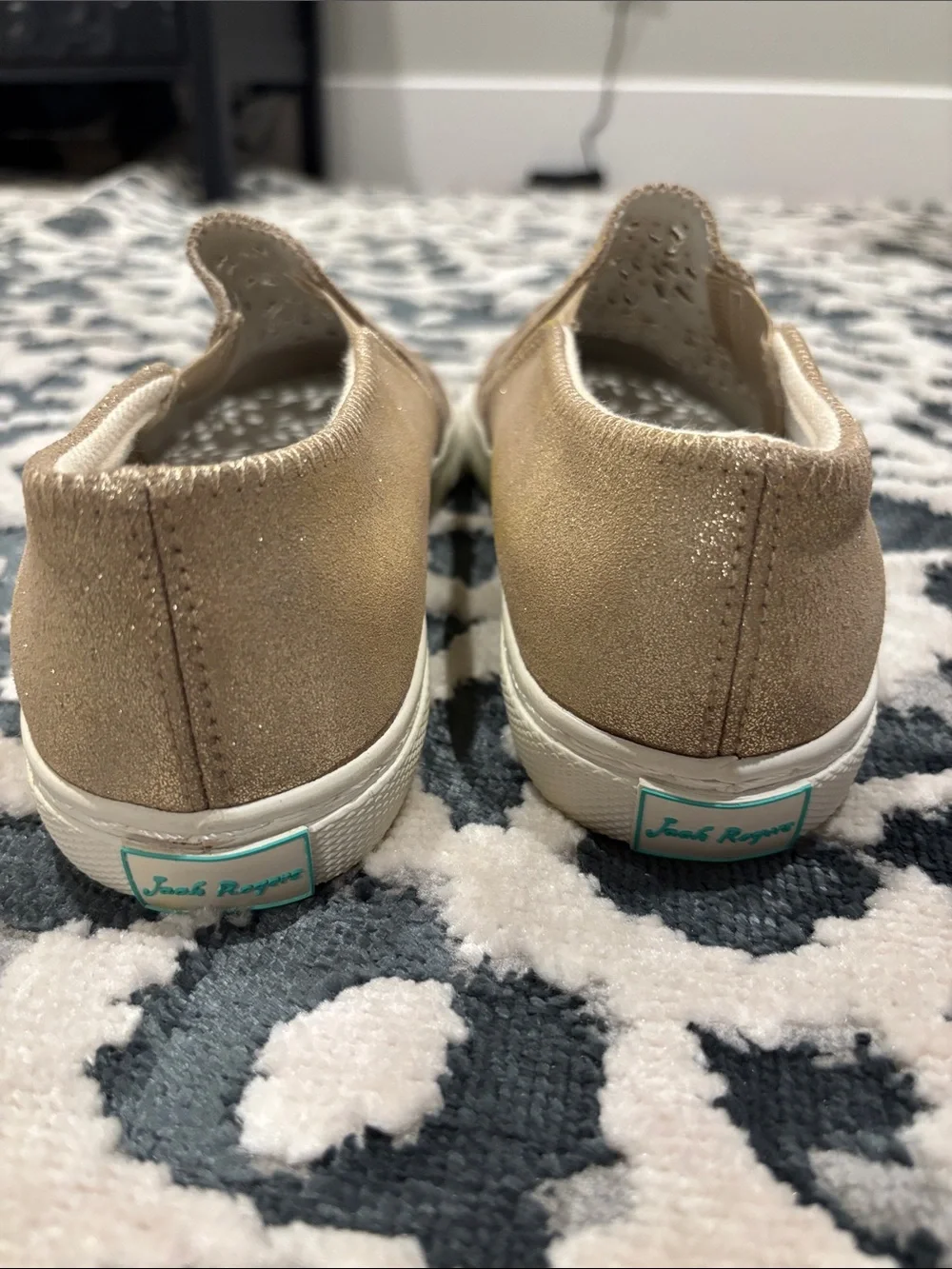 Jack Rogers Gold Glitter Slip On Sneakers